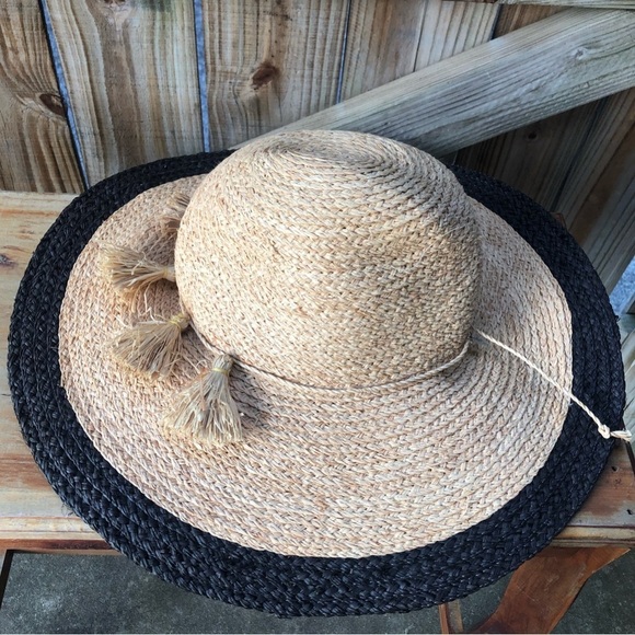 Love Kate Mexicoma Raffia Straw Hat with Tassles UPF 50 Size M